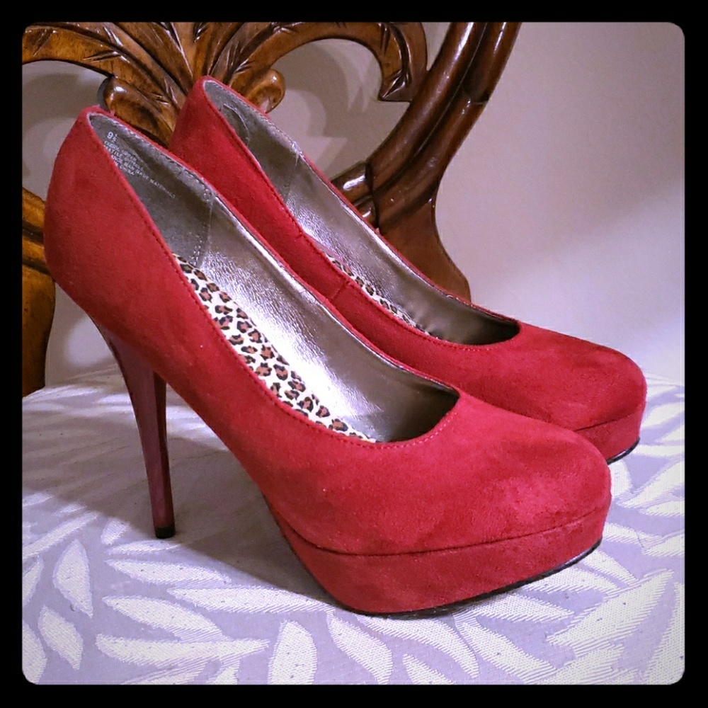 Red Suede 5" Heels